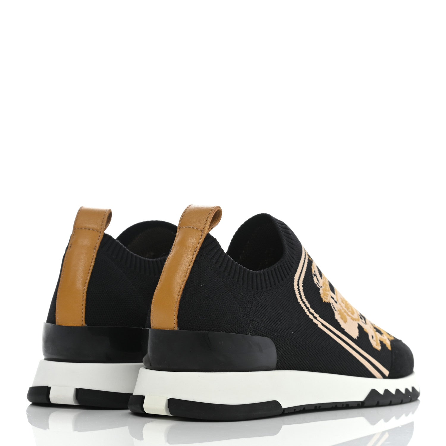 Hermes Knit Goatskin Womens Bow Sneakers 36 Black 4 of 7