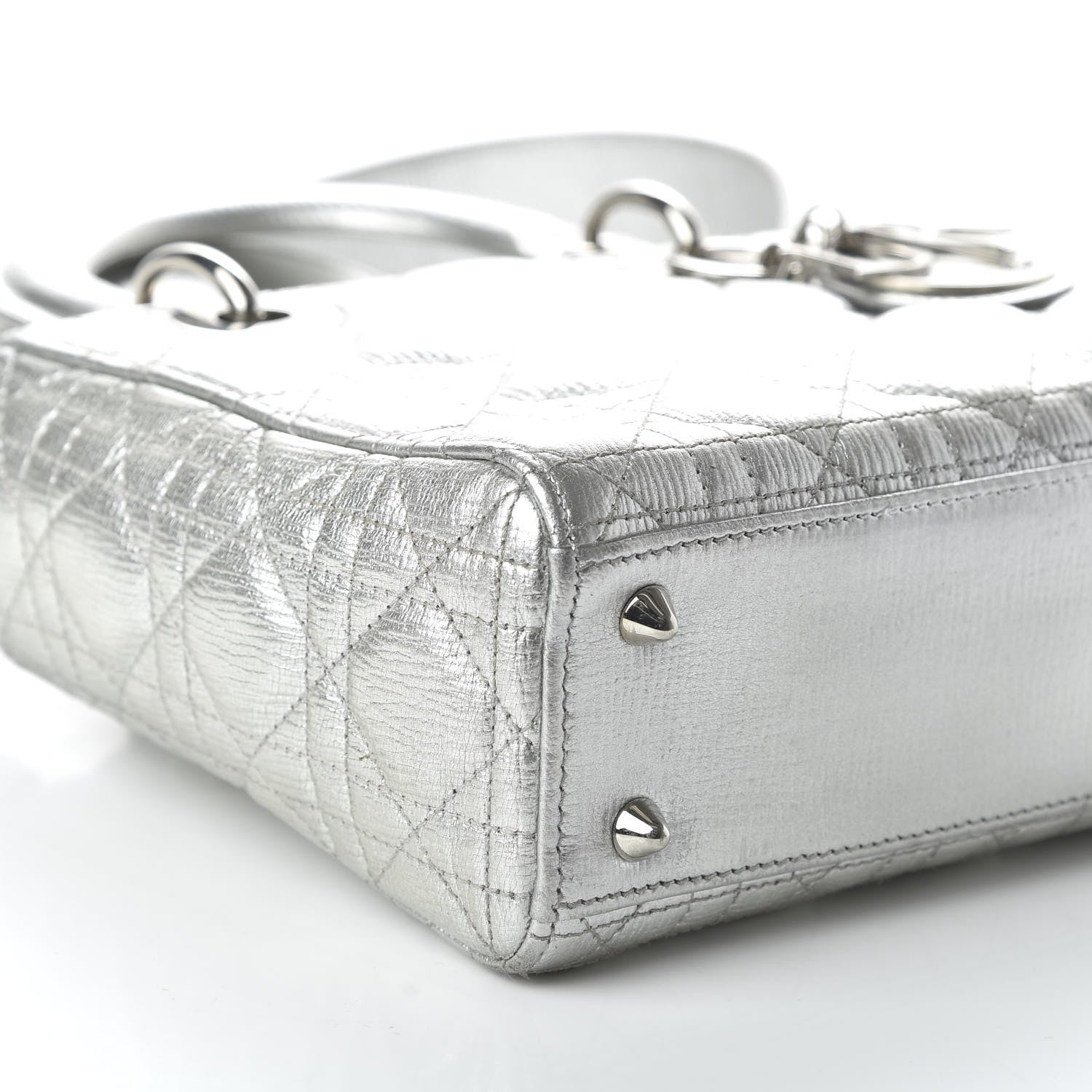 Christian Dior Metallic Grained Calfskin Cannage Small Lucky Badges My Lady Dior Silver 6 of 9