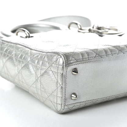 Christian Dior Metallic Grained Calfskin Cannage Small Lucky Badges My Lady Dior Silver 6 of 9