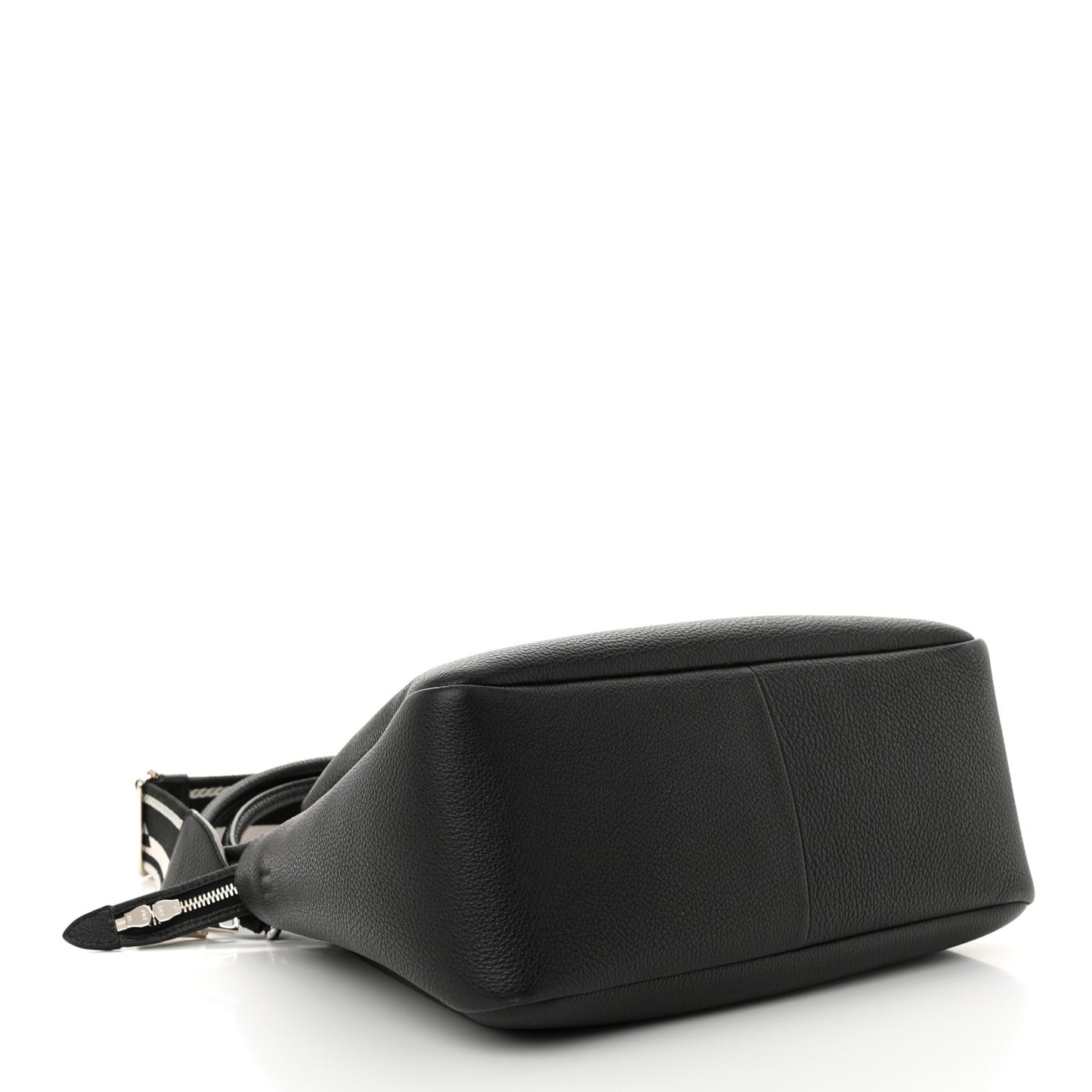 Vitello Daino Soft Medium Zippered Top Handle Bag Black
