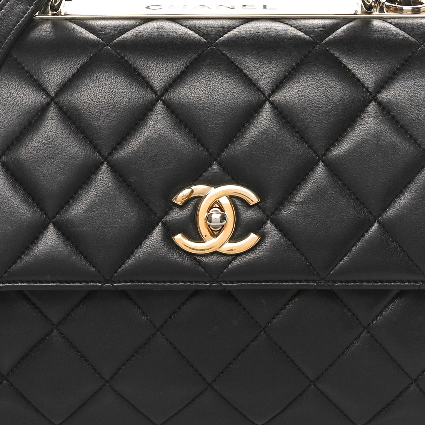 Lambskin Quilted Medium Trendy CC Flap Dual Handle Bag Black