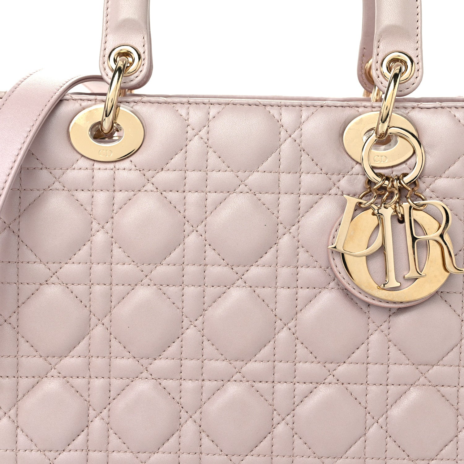 Christian Dior Pearly Lambskin Cannage Medium Lady Dior Lotus 8 of 10