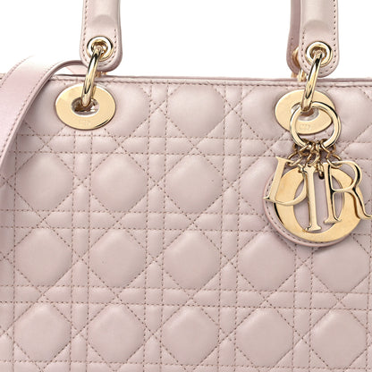 Christian Dior Pearly Lambskin Cannage Medium Lady Dior Lotus 8 of 10