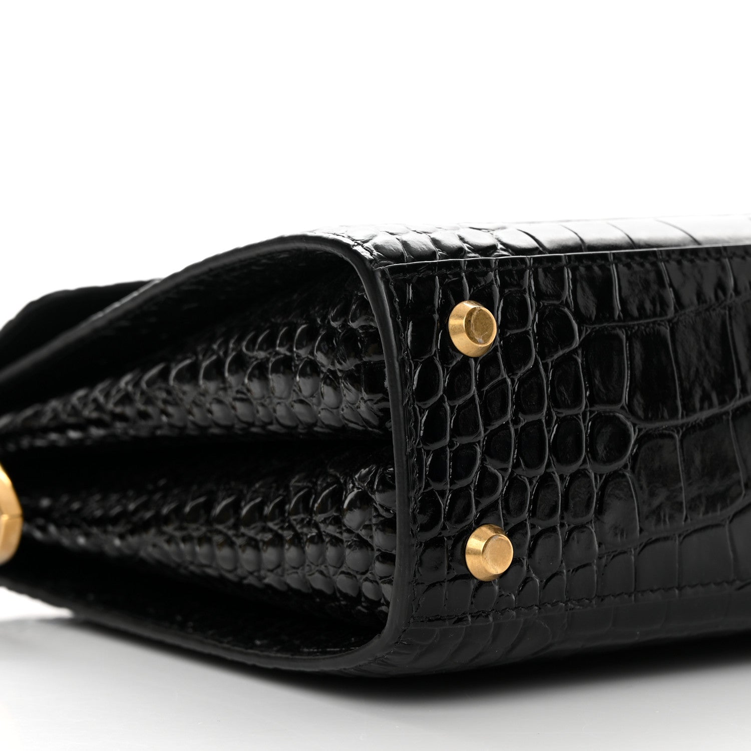 Balenciaga Shiny Calfskin Graffiti Logo Crocodile Embossed Medium Ghost Shoulder Bag Black White 9 of 13