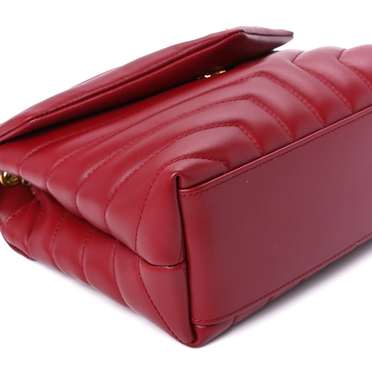 Saint Laurent Calfskin Y Quilted Monogram Small Loulou Chain Satchel Red 11 of 12