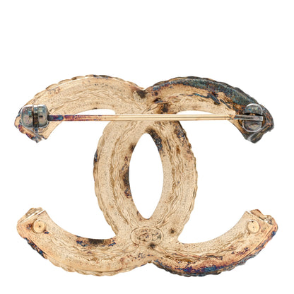 Chanel Crystal CC Chain Brooch Blue Black Gold 3 of 5