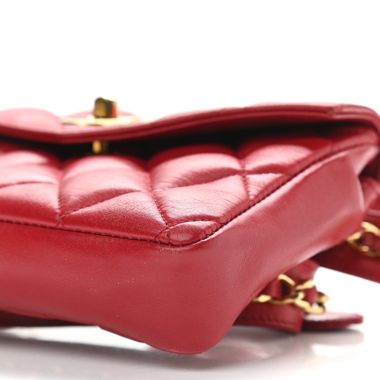Lambskin Quilted Flap Waist Belt Bag 75 30 Red