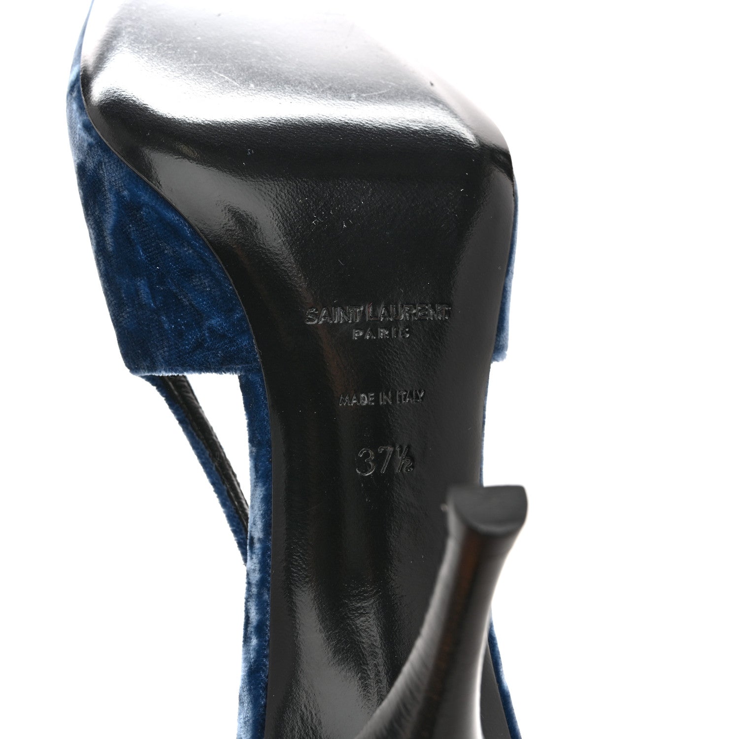 Saint Laurent Velvet Tom 90 Dream Slingback Pumps 37.5 Denim 8 of 11