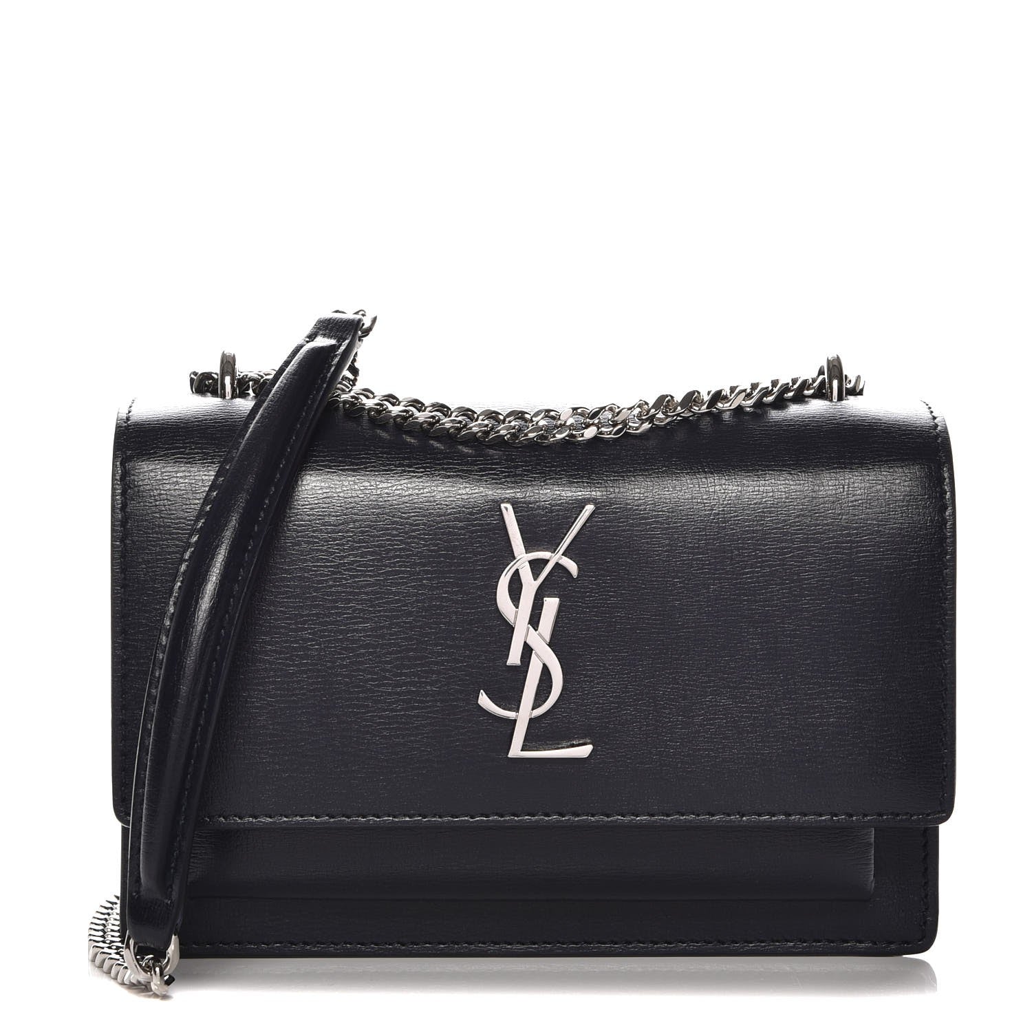 Saint Laurent Calfskin Monogram Sunset Chain Wallet Navy 1 of 8