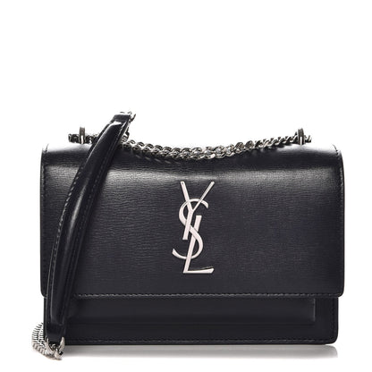 Saint Laurent Calfskin Monogram Sunset Chain Wallet Navy 1 of 8