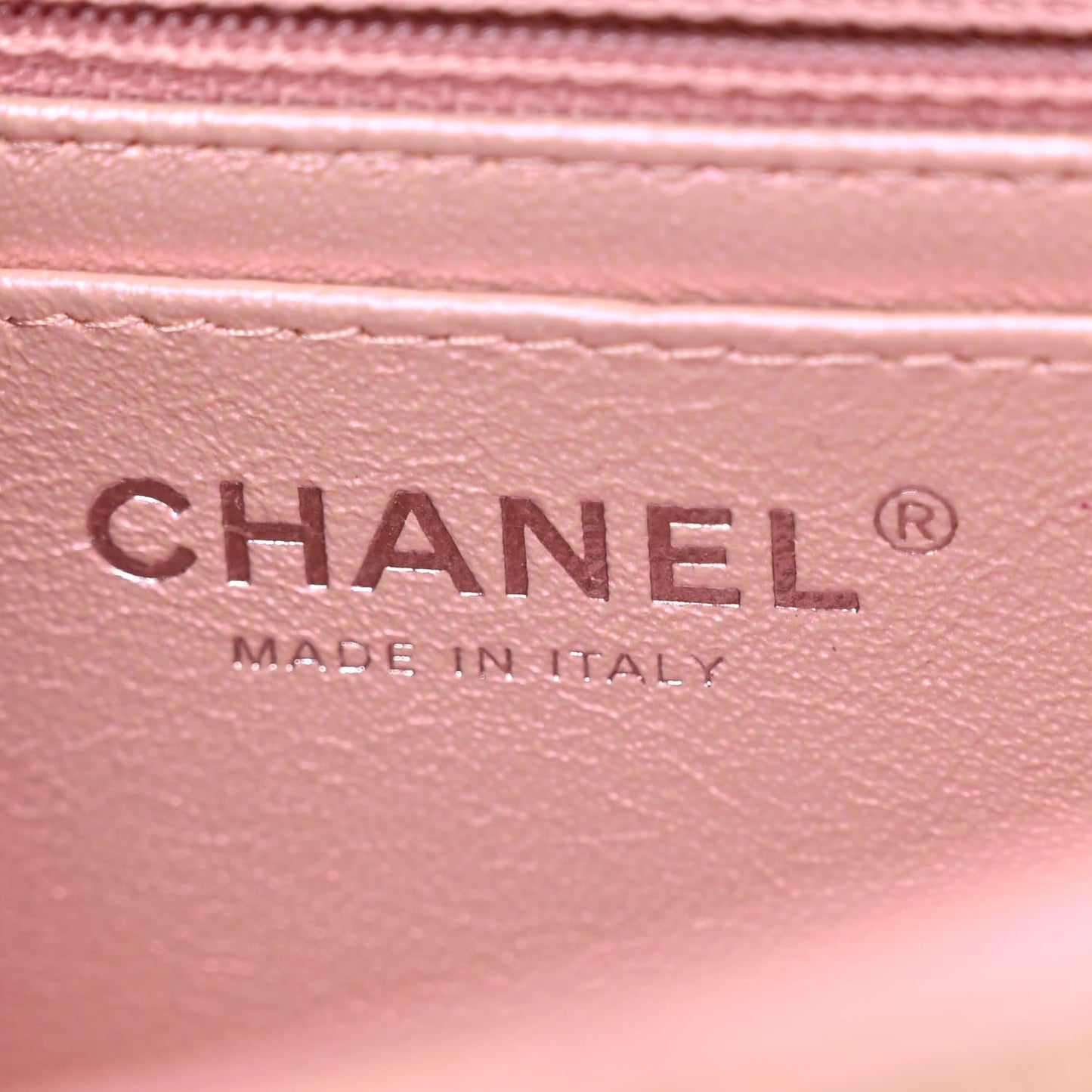 Iridescent Calfskin Quilted Mini Rectangular Flap Pink