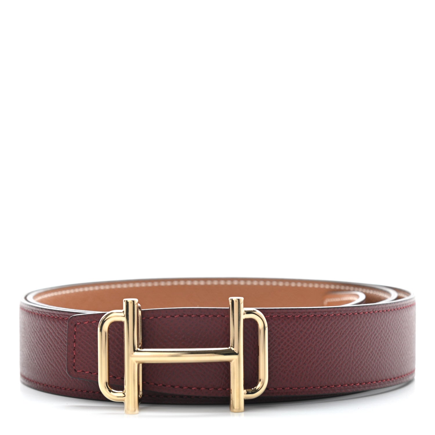 Hermes Epsom 32mm Royal Belt 95 Rouge H Gold 1 of 5