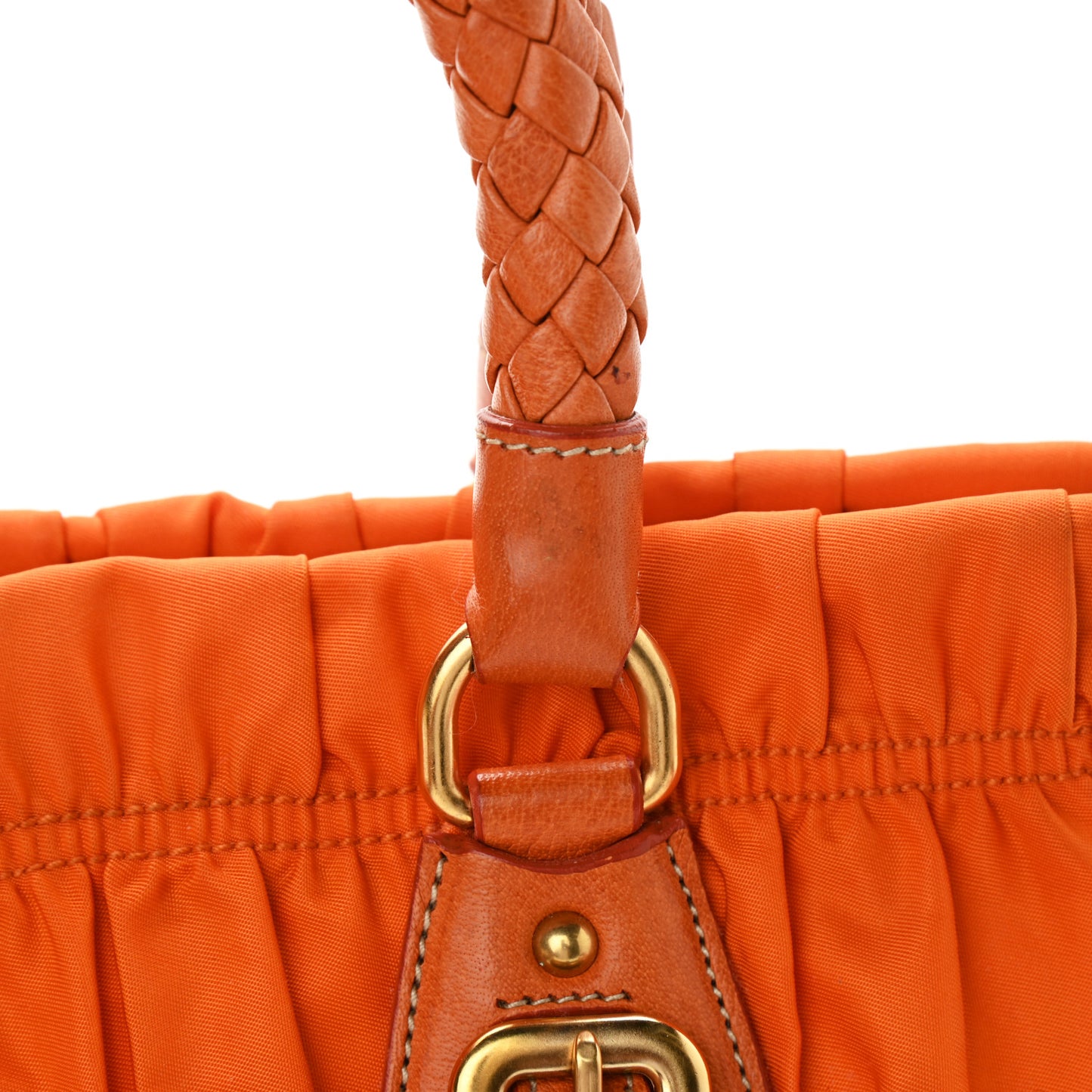 Tessuto Nylon Gaufre Shopping Satchel Papaya
