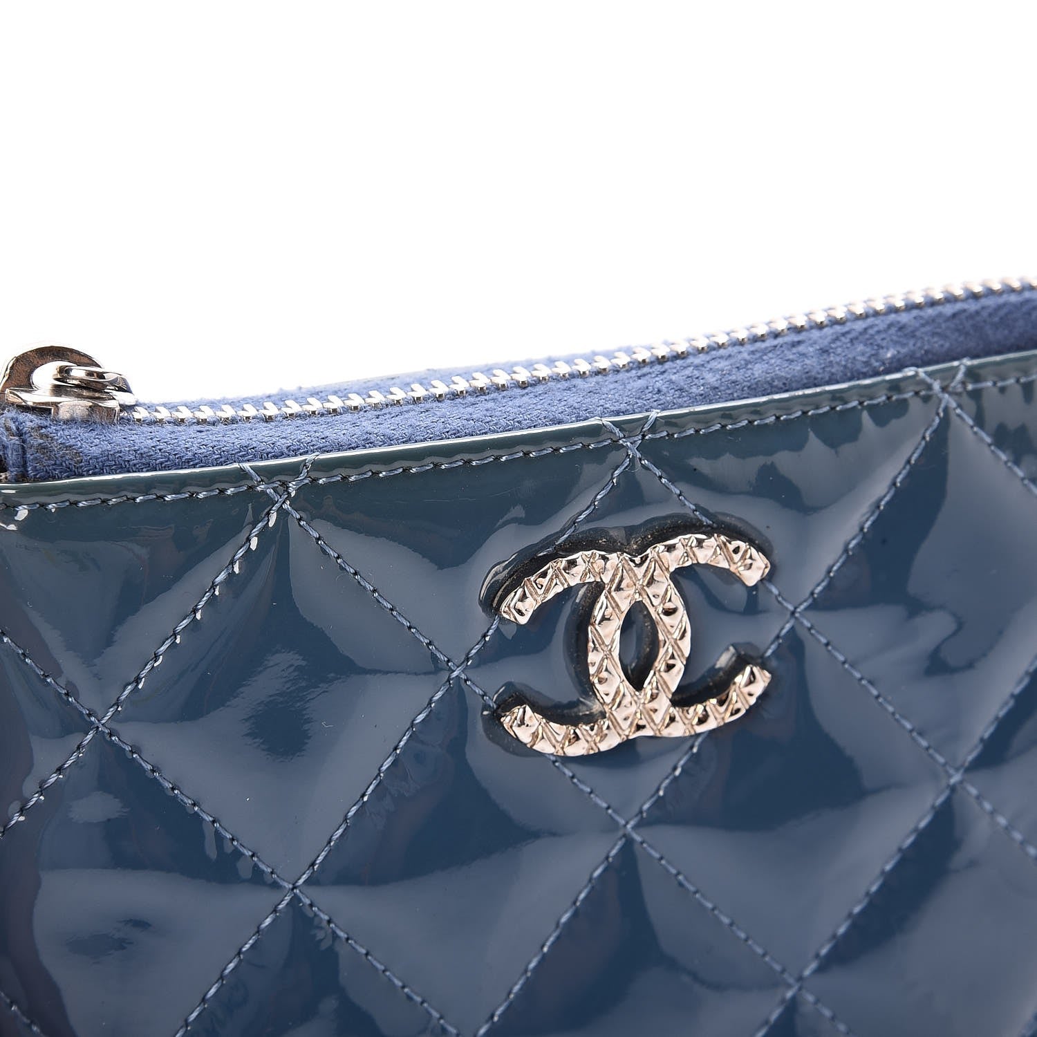 Chanel Patent Quilted Brilliant Key Holder Case Royal Blue 8 of 10