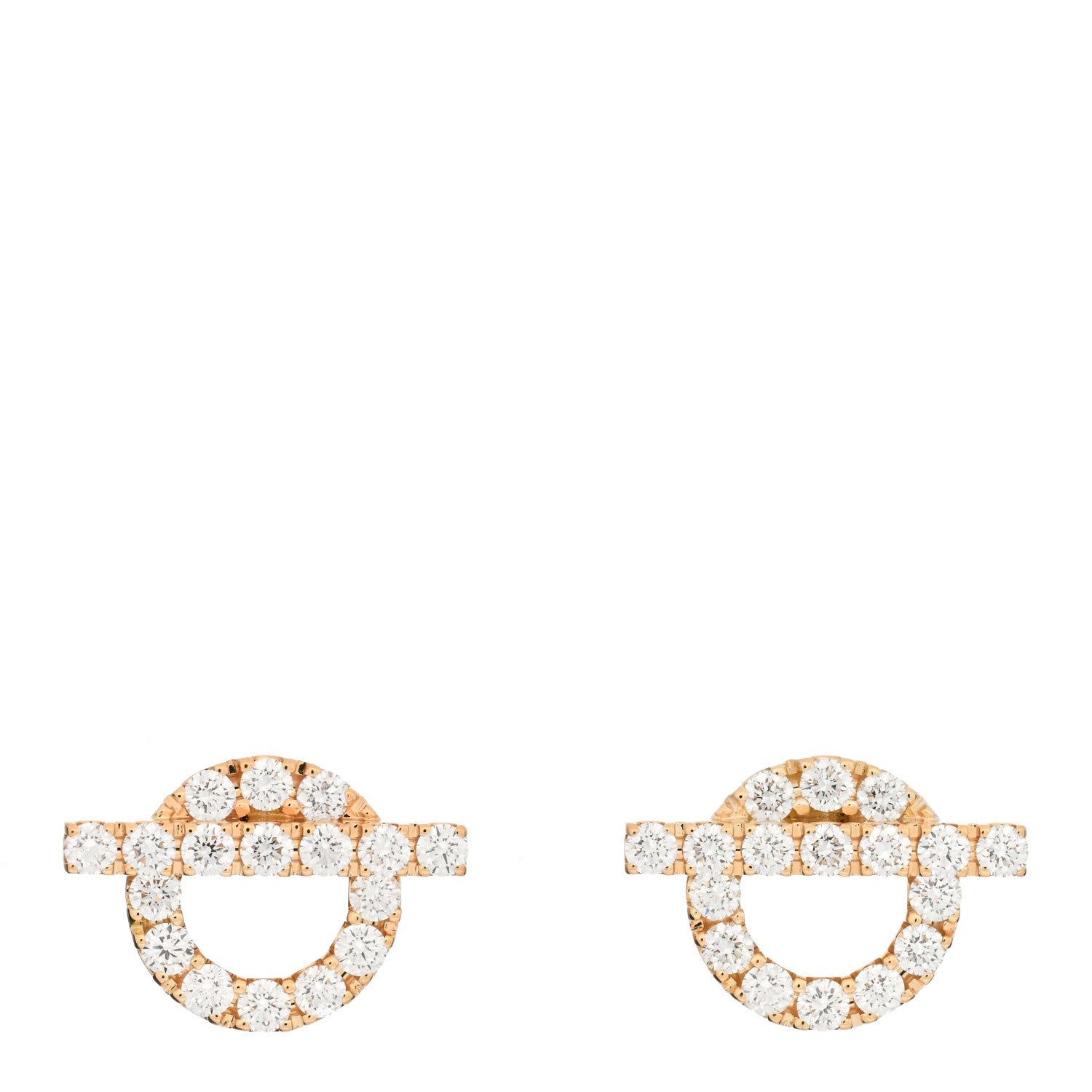 Hermes 18K Rose Gold Diamond Finesse Earrings 1 of 3