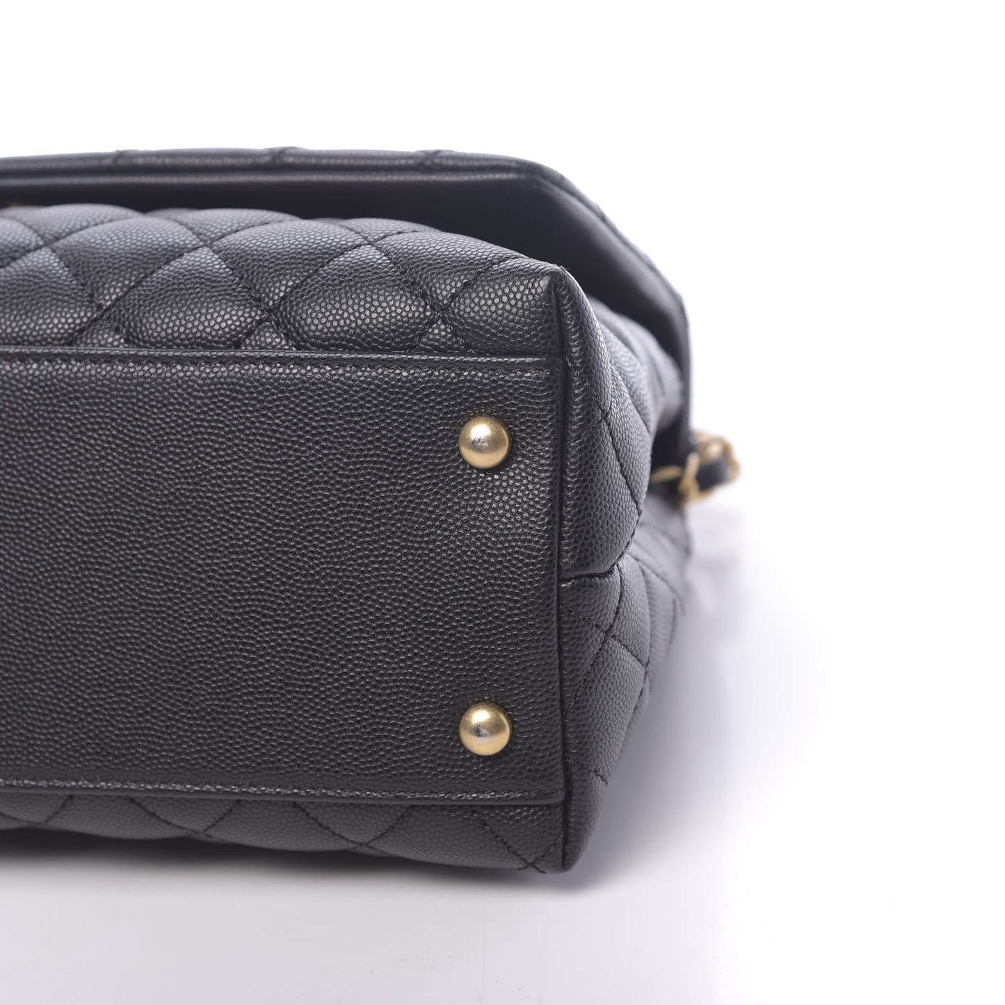 Caviar Quilted Small Coco Handle Flap Black