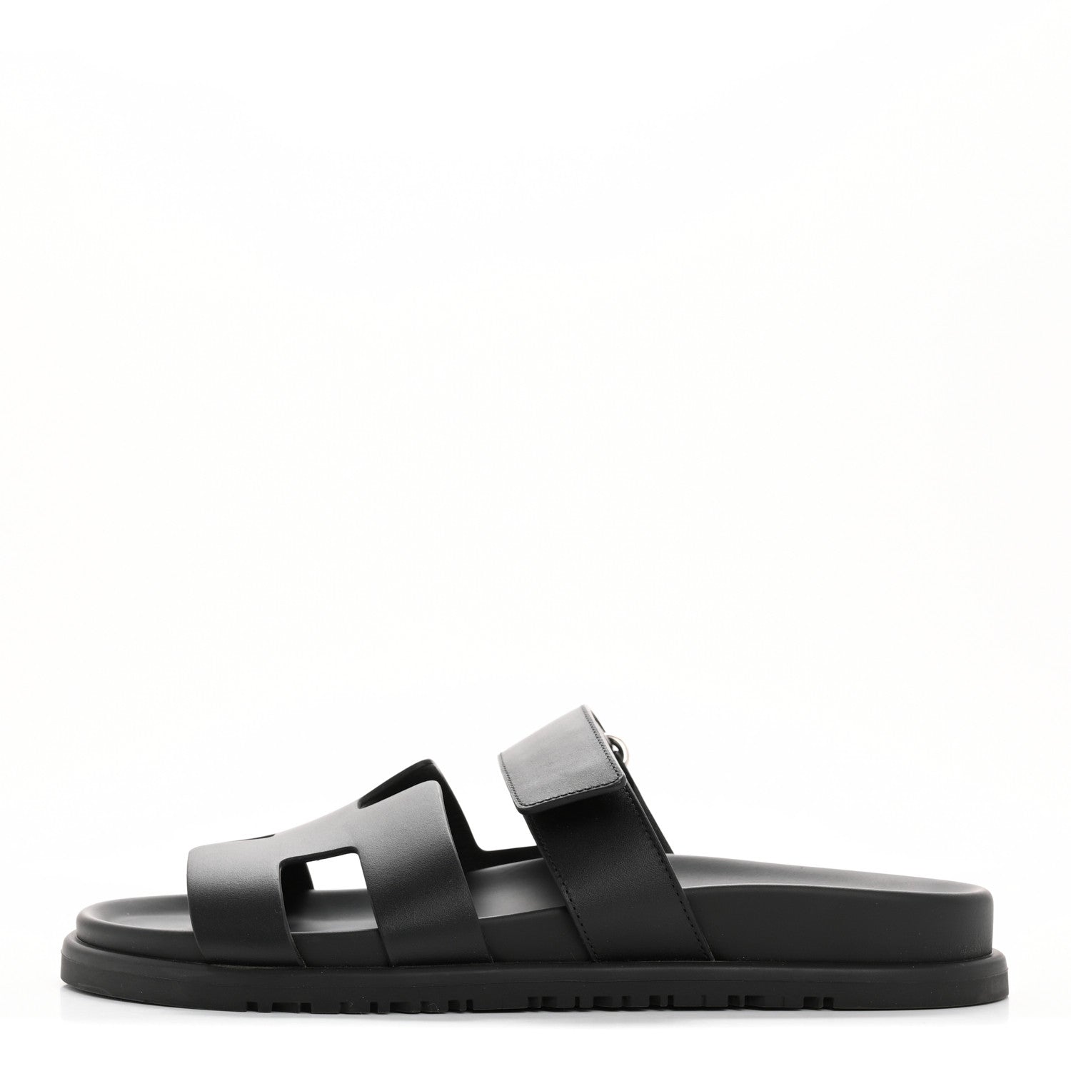 Hermes Calfskin Womens Chypre Sandals 38 Black 1 of 11