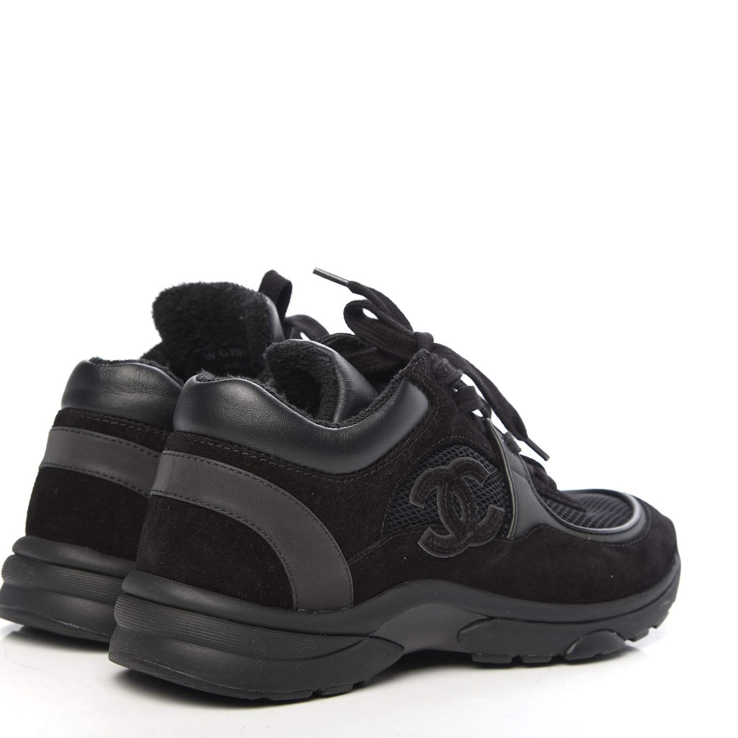 Chanel Fabric Calfskin Suede CC Sneakers 35.5 Black 4 of 7