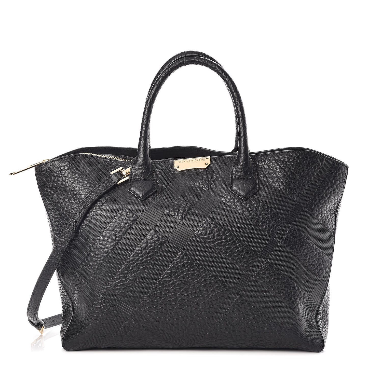 Heritage Grain Check Embossed Medium Dewsbury Tote Black