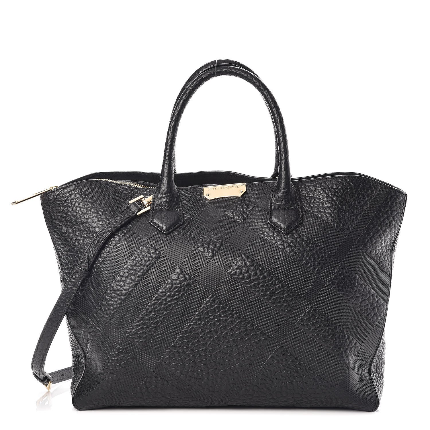 Burberry Heritage Grain Check Embossed Medium Dewsbury Tote Black 1 of 9