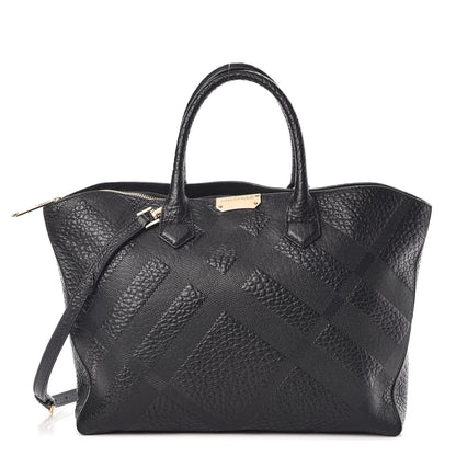 Burberry Heritage Grain Check Embossed Medium Dewsbury Tote Black 1 of 9