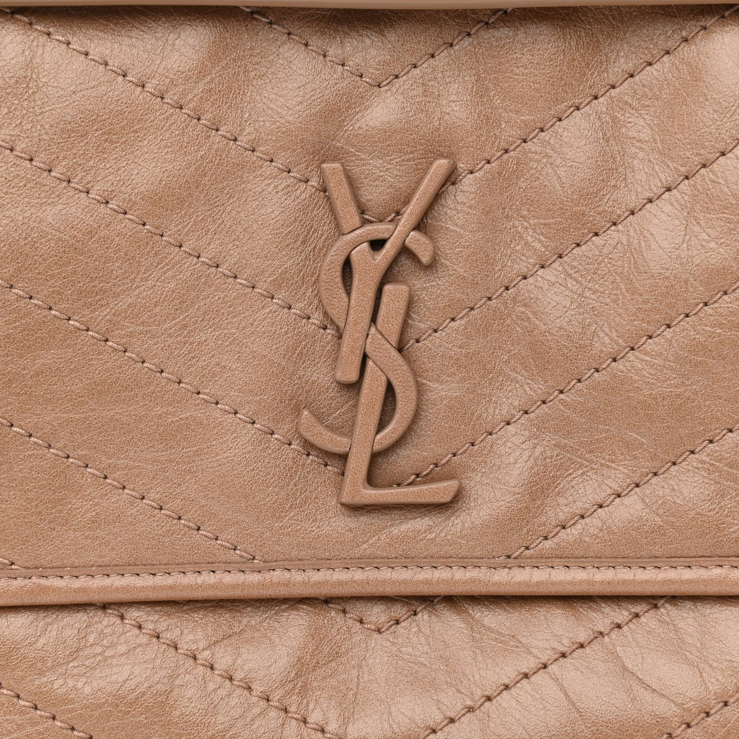Crinkled Calfskin Matelasse Monogram Medium Niki Chain Satchel Dark Toffee