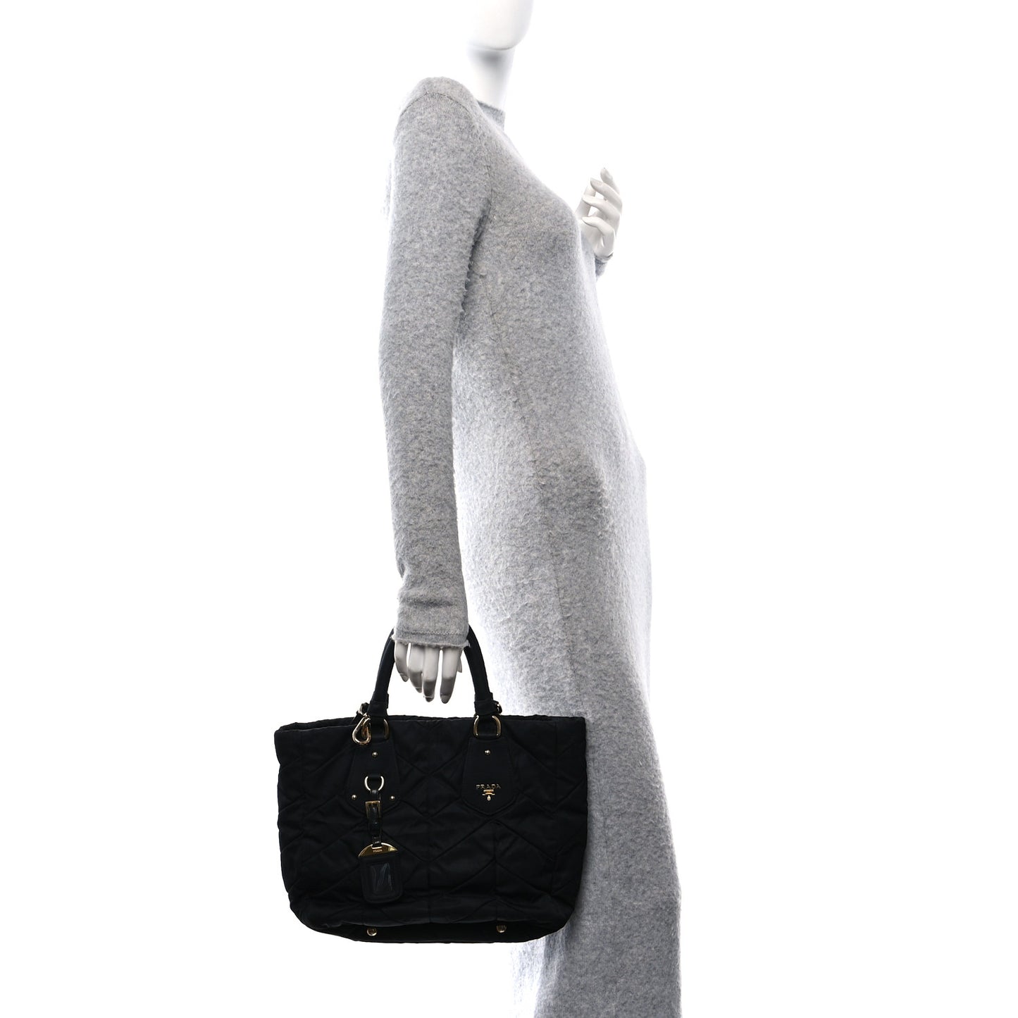 Tessuto Nylon Chevron Quilted Tote Black