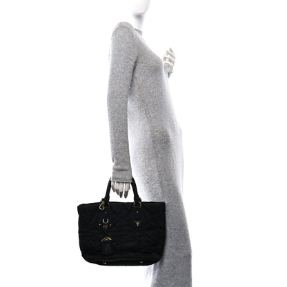 Prada Tessuto Nylon Chevron Quilted Tote Black 3 of 9