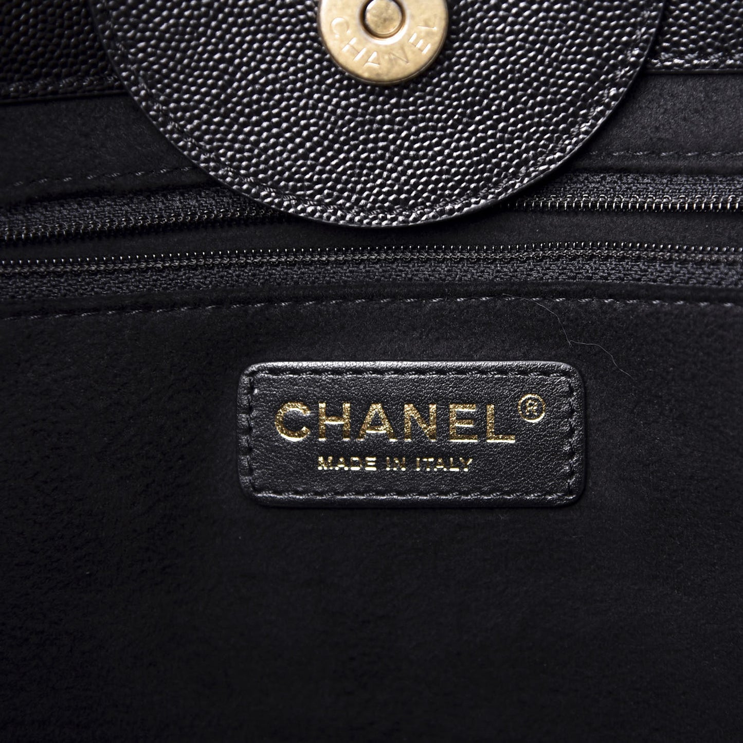 Caviar Medium Studded Deauville Tote Black