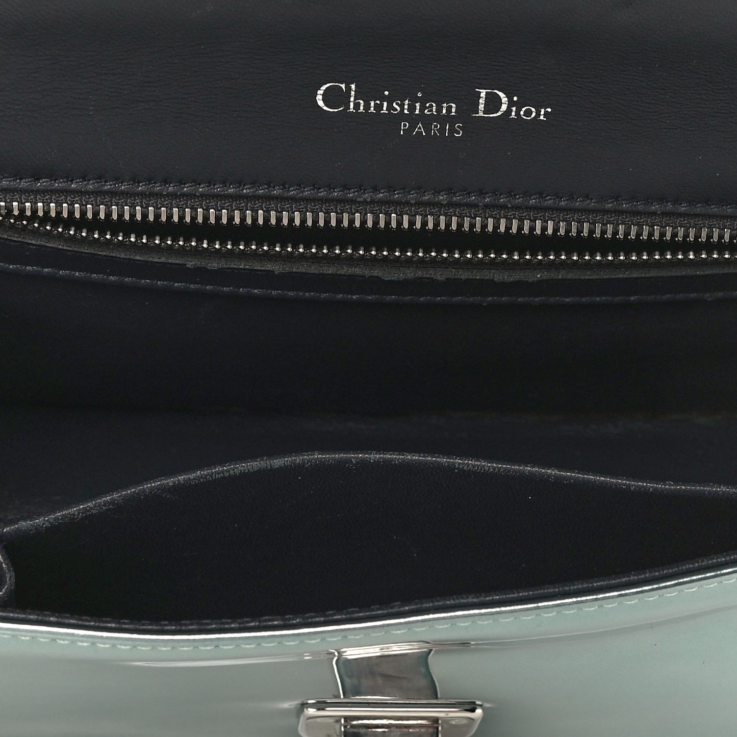 Metallic Patent Micro-Cannage Small Diorama Flap Bag Azur
