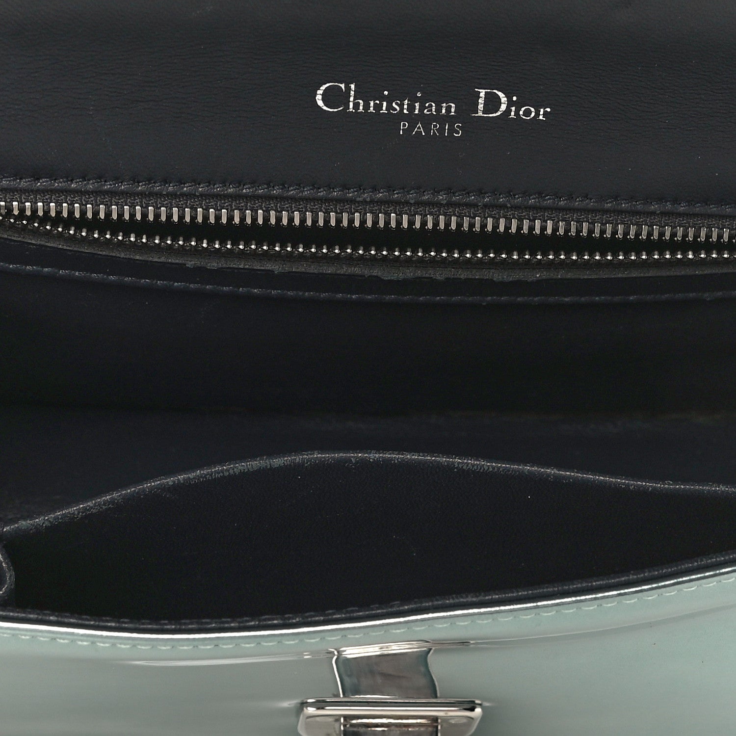 Christian Dior Metallic Patent Micro-Cannage Small Diorama Flap Bag Azur 13 of 17