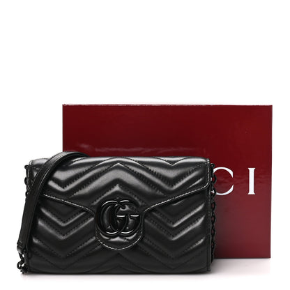 Gucci Nappa Matelasse Monochrome GG Marmont Wallet On Chain Black 11 of 11