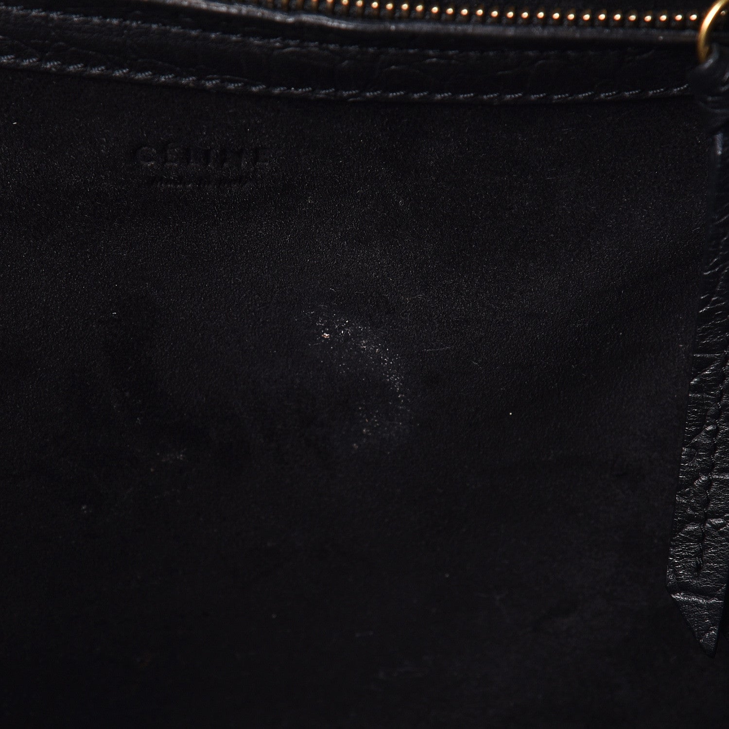Celine Crocodile Embossed Calfskin Medium Phantom Luggage Black 9 of 10