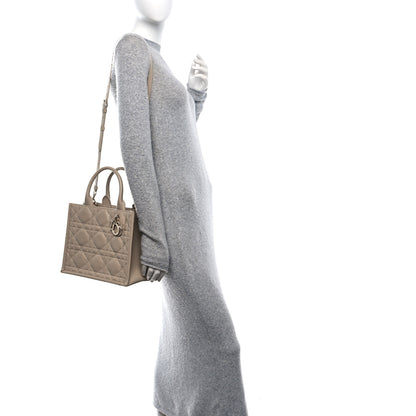 Christian Dior Calfskin Macrocannage Small Book Tote Taupe 3 of 11