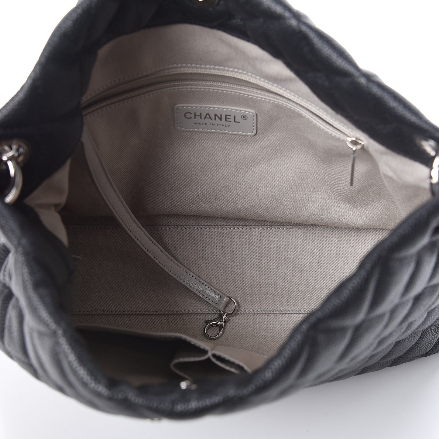 Caviar Quilted Large CC Shopping Tote Black