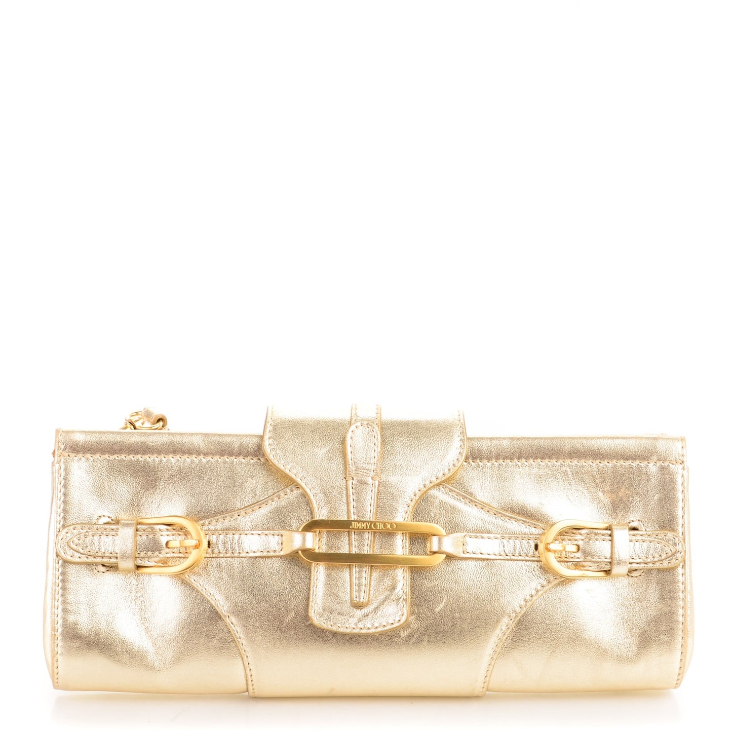 Metallic Calfskin Tulita Clutch Gold