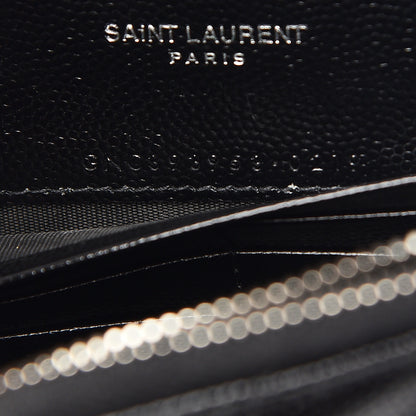 Saint Laurent Grain De Poudre Matelasse Chevron Monogram Envelope Chain Wallet Black 9 of 12