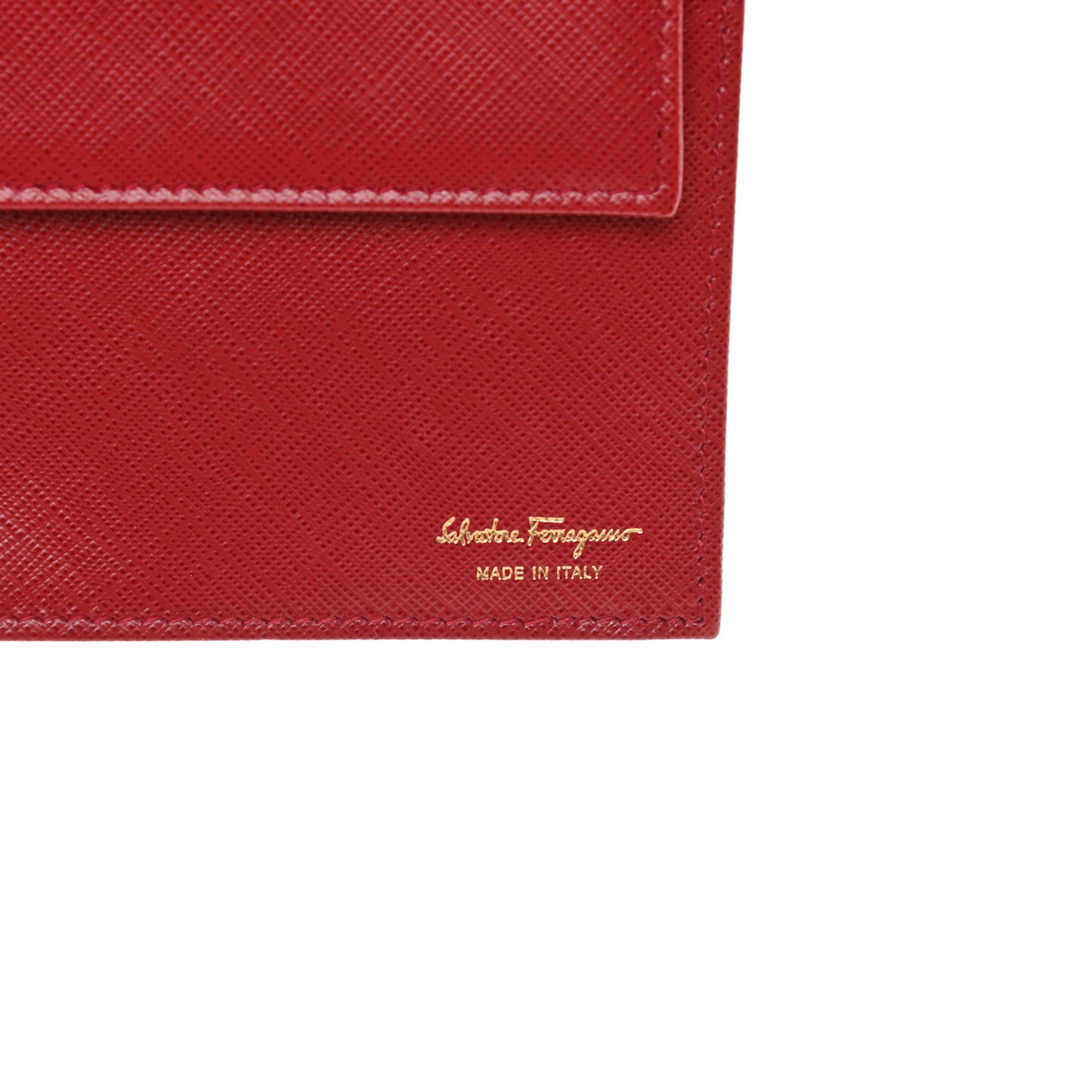 Hammered Calfskin Vara Bow Chain Wallet Red