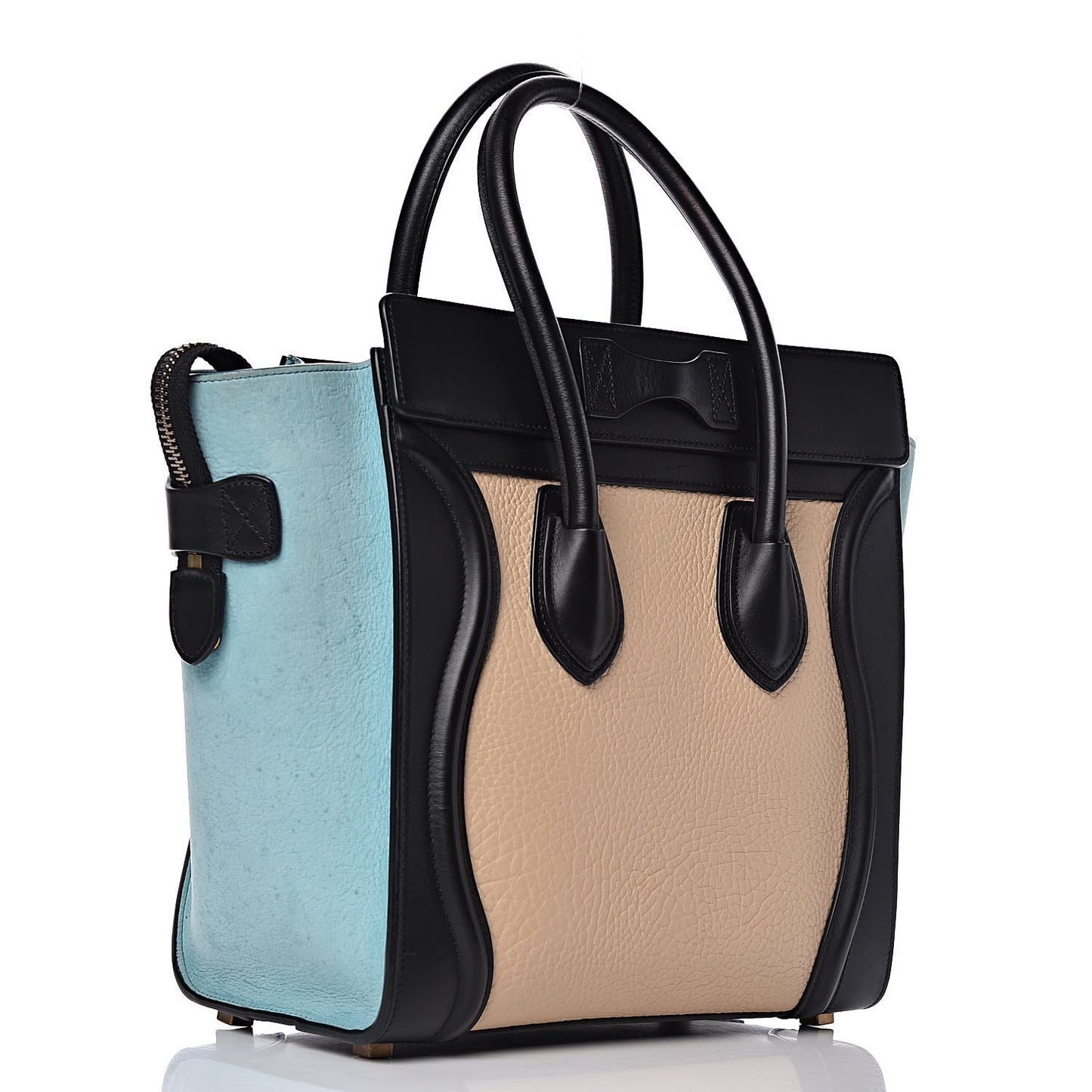 Drummed Calfskin Nubuck Micro Tri-Color Luggage Antarctic