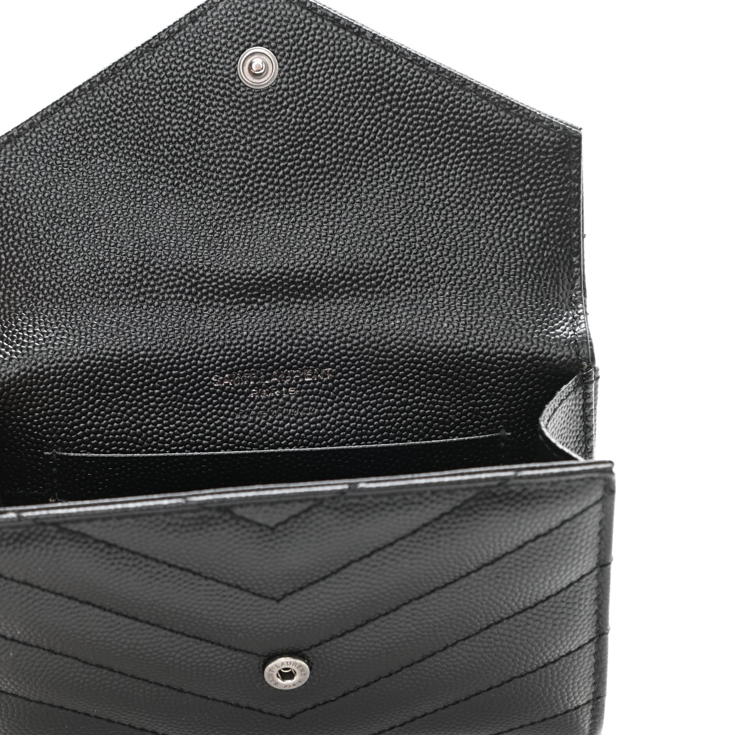 Grain De Poudre Matelasse Chevron Small Monochrome Monogram Envelope Wallet Black