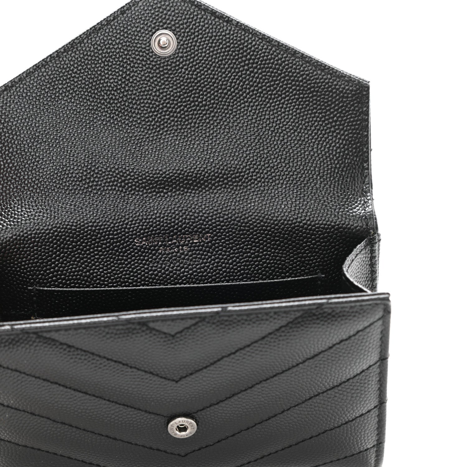 Saint Laurent Grain De Poudre Matelasse Chevron Small Monochrome Monogram Envelope Wallet Black 6 of 8