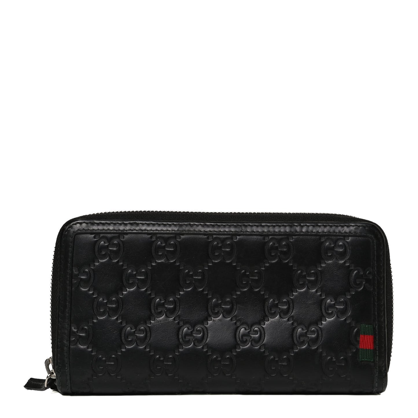Guccissima Large Double Zip Around Wallet Black