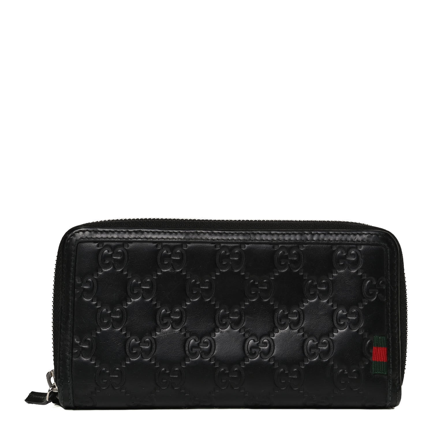 Gucci Guccissima Large Double Zip Around Wallet Black 1 of 11