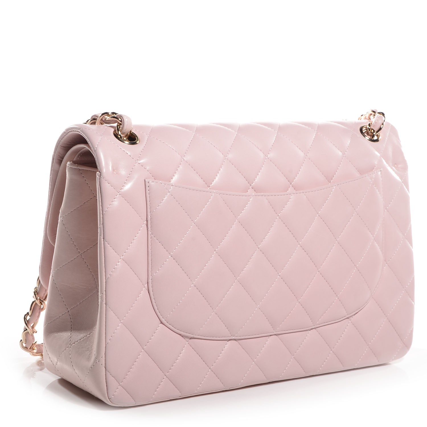 Chanel Lambskin Quilted Jumbo Double Flap Light Pink 3 of 9