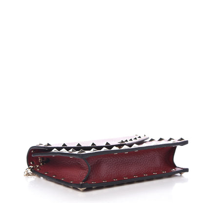 Valentino Garavani Pebbled Calfskin Rockstud Envelope Wallet on Chain Rubino 4 of 8