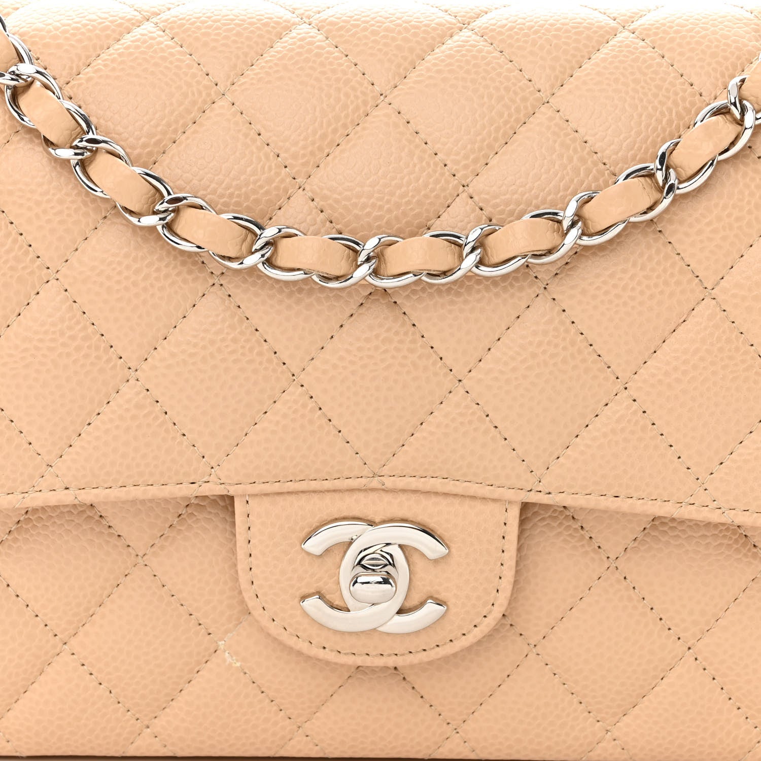 Chanel Caviar Quilted Medium Double Flap Beige 8 of 12