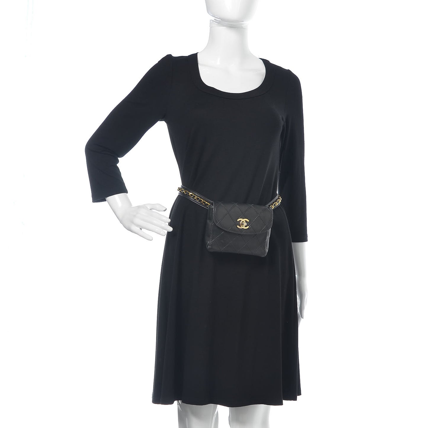 Lambskin Quilted Flap Waist Belt Bag Black