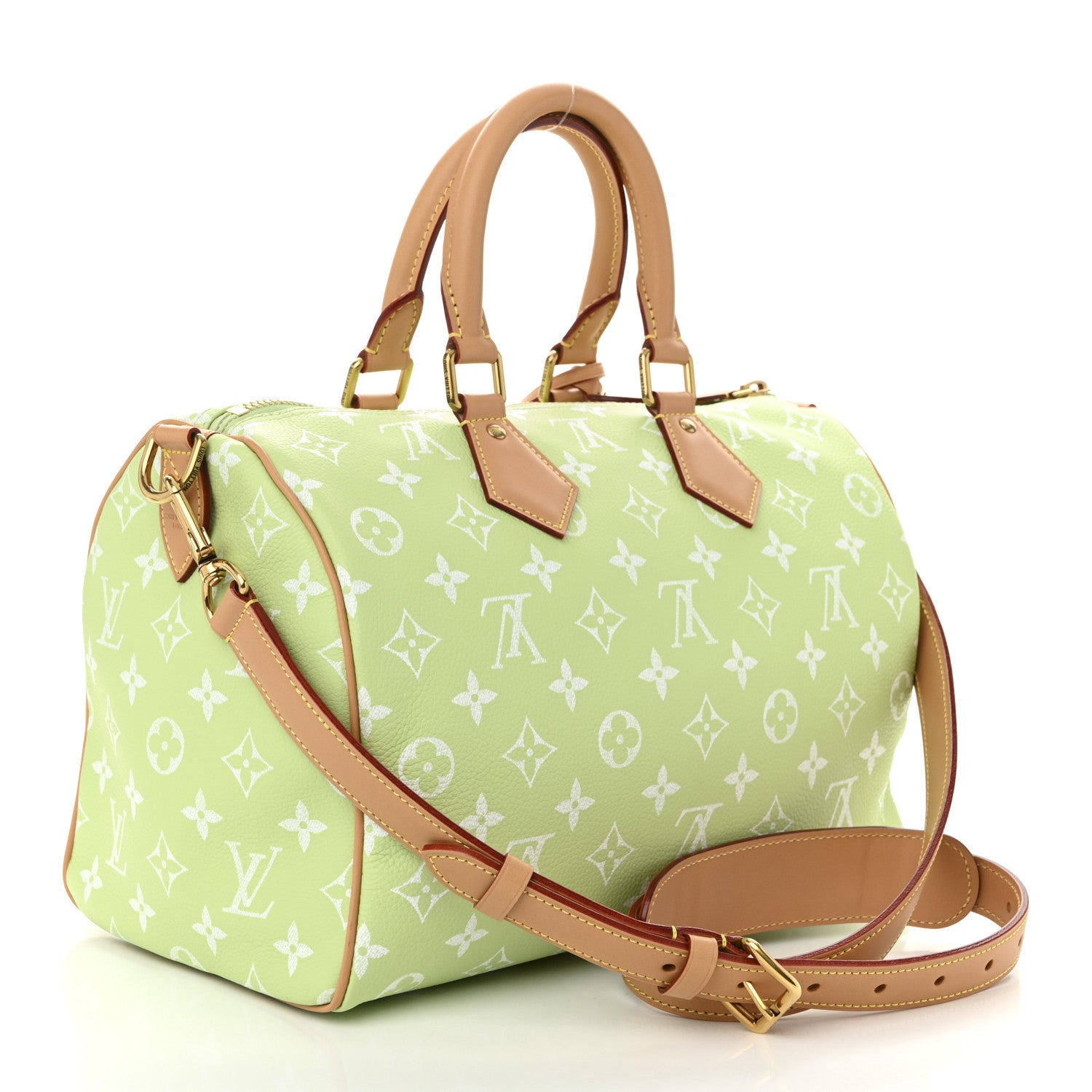 Louis Vuitton Calfskin Monogram Speedy P9 Bandouliere 30 Frozen Lime Vert Clair 3 of 9