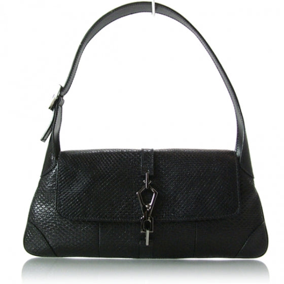 Leather Embossed Jackie O Hobo Black