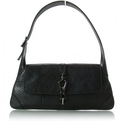 Gucci Leather Embossed Jackie O Hobo Black 1 of 8